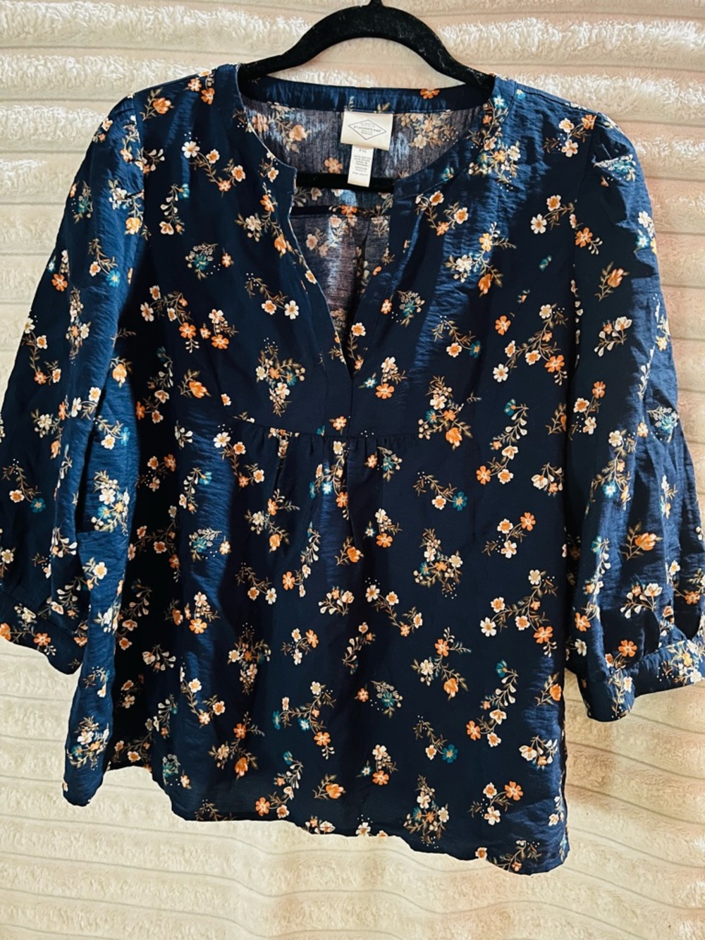 St. John's Bay Navy Floral Peasant Blouse